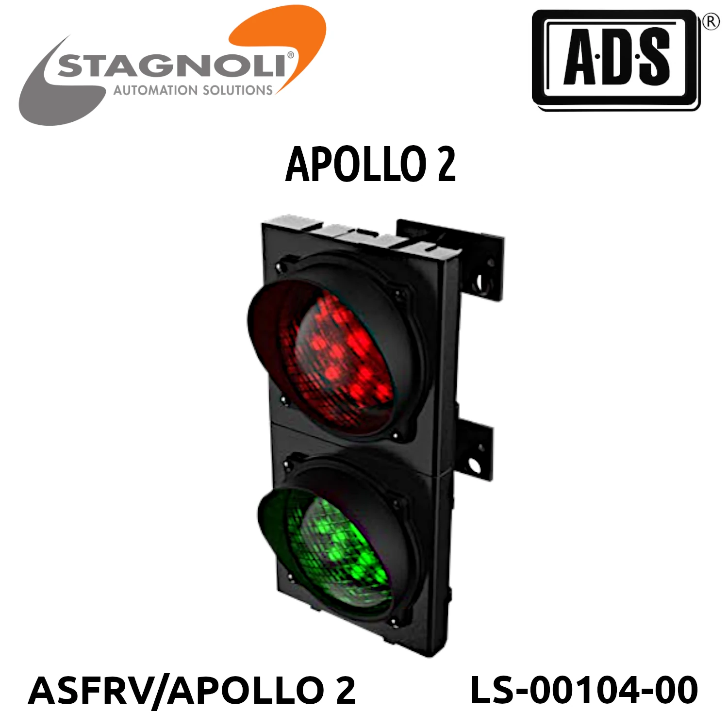 SEMAFORO NEGRO 2 LUCES LED 120Ø R-V IP65 24V MARCA STAGNOLI MOD.APOLLO 2